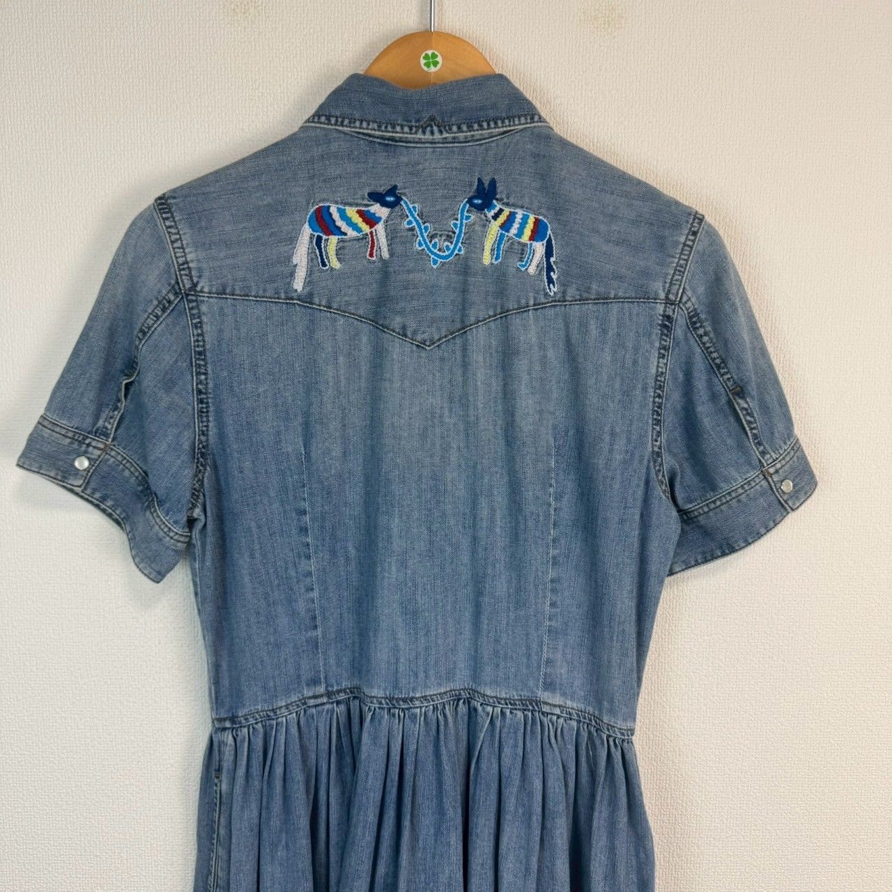 DIESEL ディーゼル デニムシャツワンピース 半袖 刺繍 胸