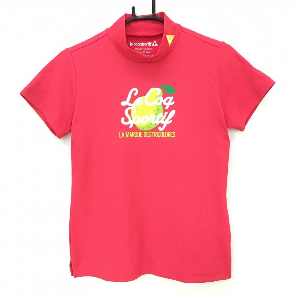 ルコックゴルフ　半袖ハイネックトップス&ショートパンツ 美品】ルコックゴルフ 半袖ハイネックシャツ レッド×ライト