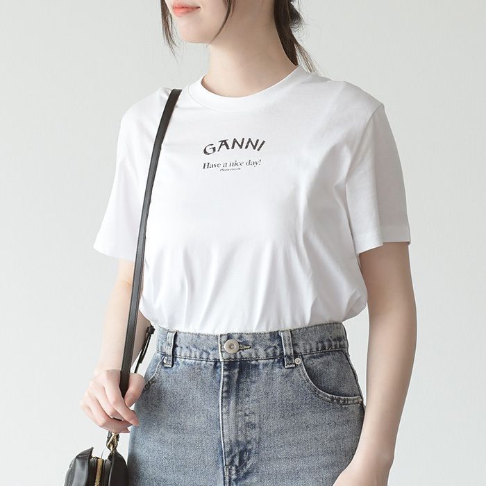 GANNI ガニー リラックス ネック T シャツ トップス T3561 レディース 