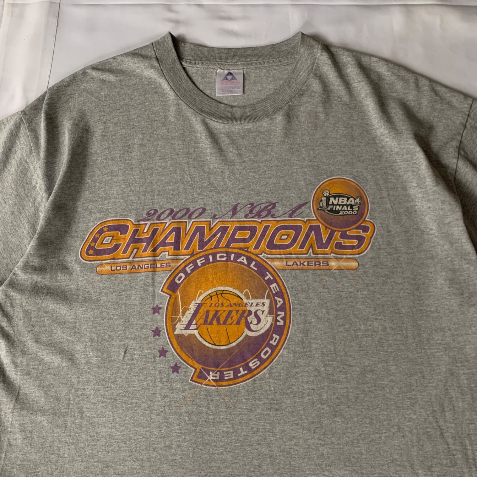 00s ALSTYLE “LOS ANGELS LAKERS” S/S Graphic T-Shirt アルスタイル ロサンゼルスレイカーズ グラフィックTシャツ 半袖 グレー XLサイズ メキシコ製 両面プリント NBA バスケットボール コービー シャック