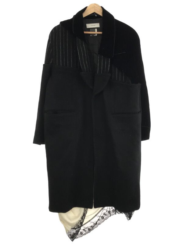 ファセッタズム　ロングコート FACETASM ファセッタズム ベルベット切替レ―スレイヤードロング