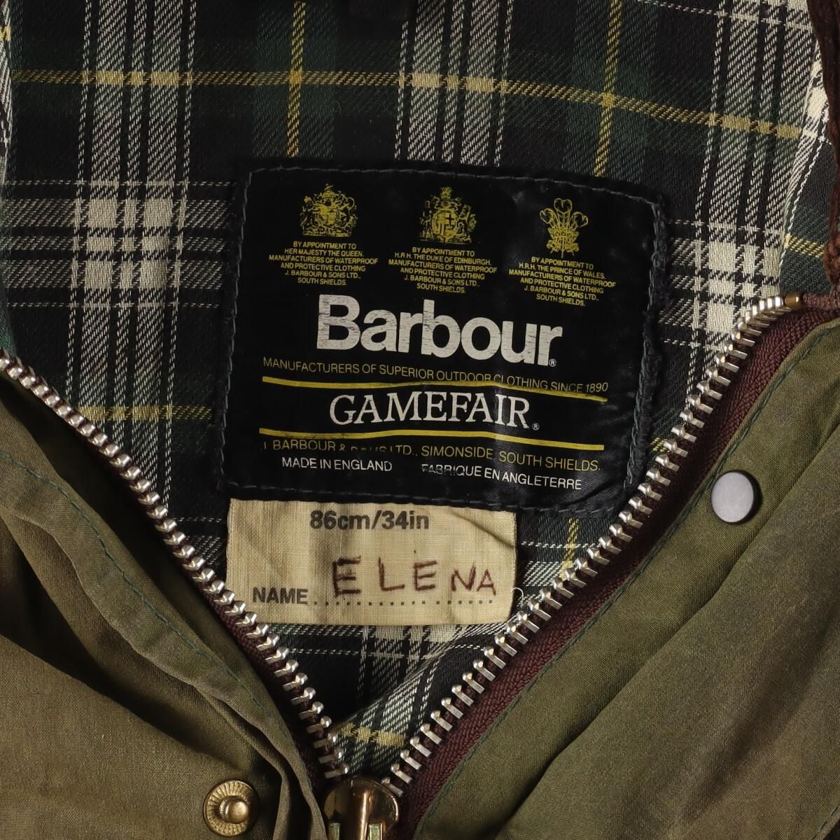 古着 90年代 バブアー Barbour GAMEFAIR ゲームフェア 旧3ワラント ワックスコットン オイルドジャケット 英国製 34in  メンズM ヴィンテージ /eaa311491