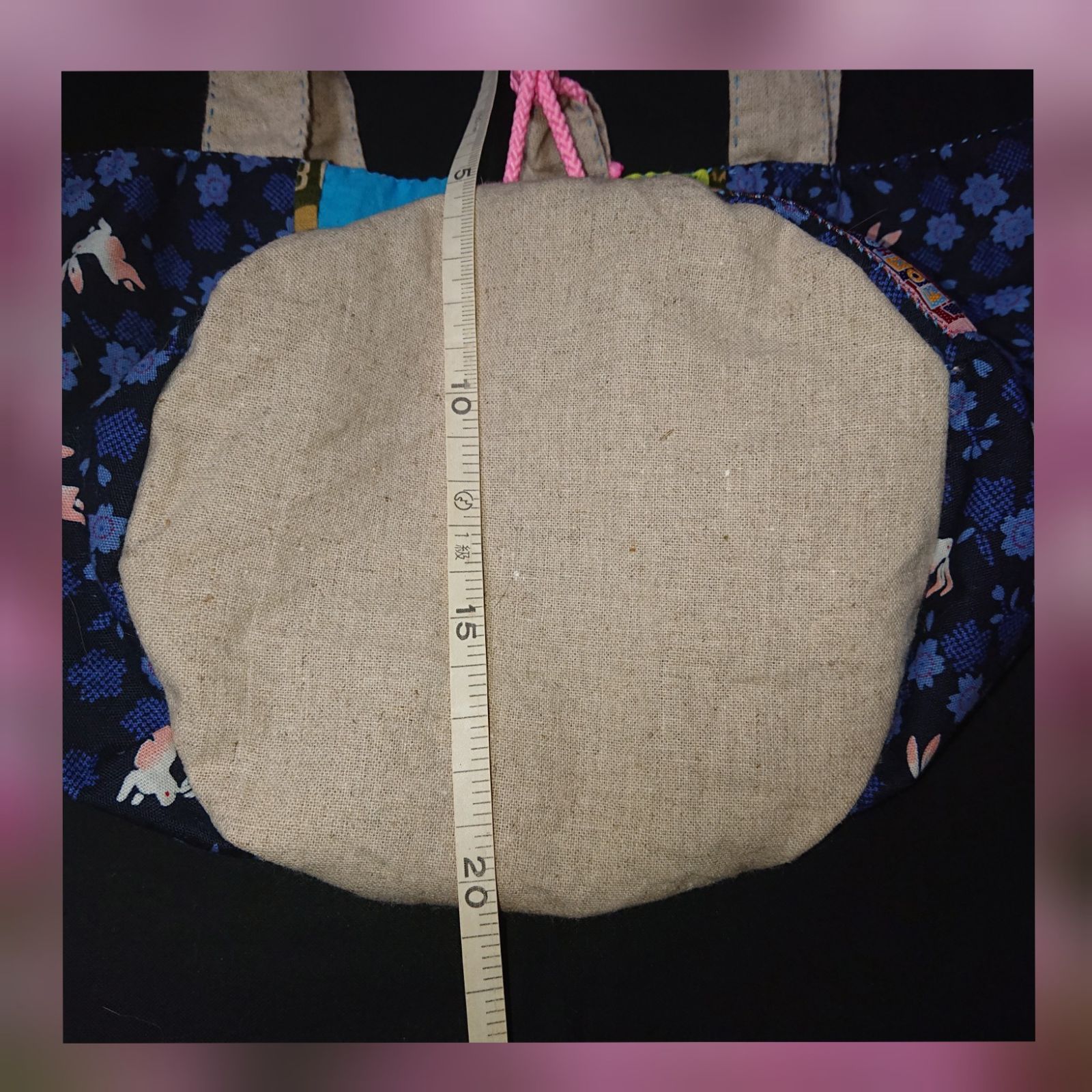 使い方いろいろ♪手縫いパッチワーク☆うさぎ模様☆バケツ型