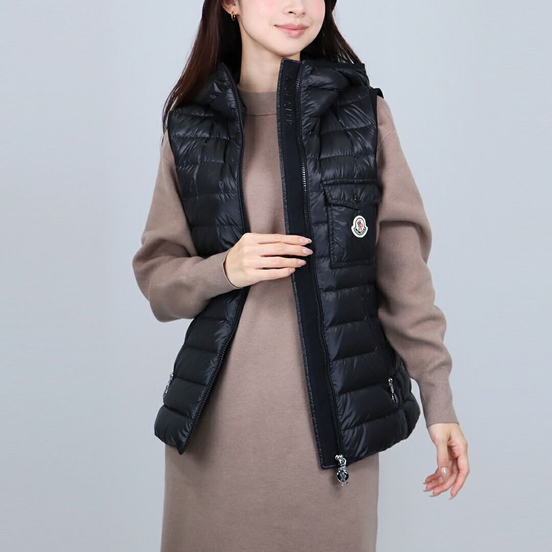 モンクレール MONCLER レディース ダウンベスト ジレ GLYGOS 1A000 75 595ZZ 999 BLACK お取り寄せ