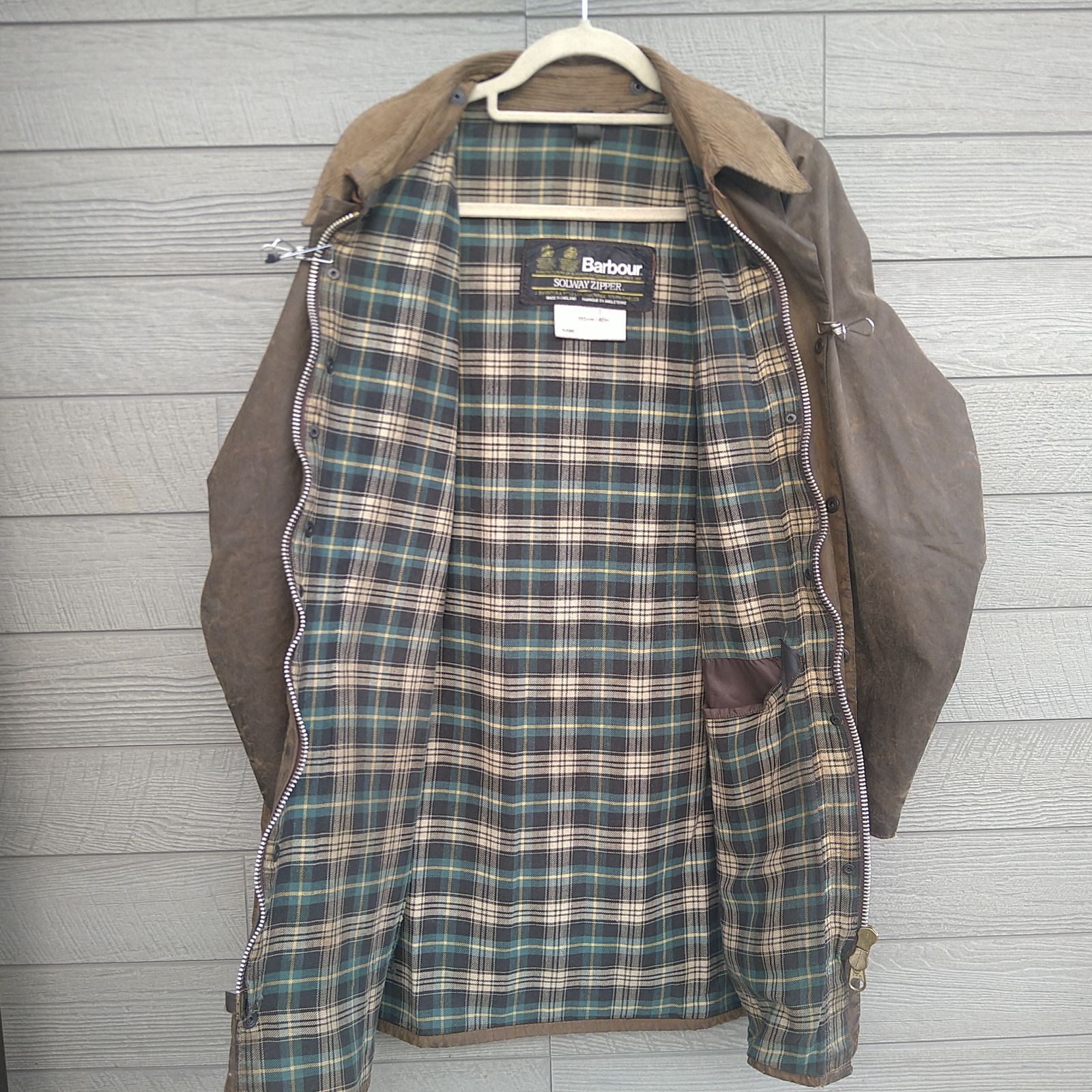 【希少】80s Barbour バブァー　棒ZIPSOLWAY ZIPPER着丈約89