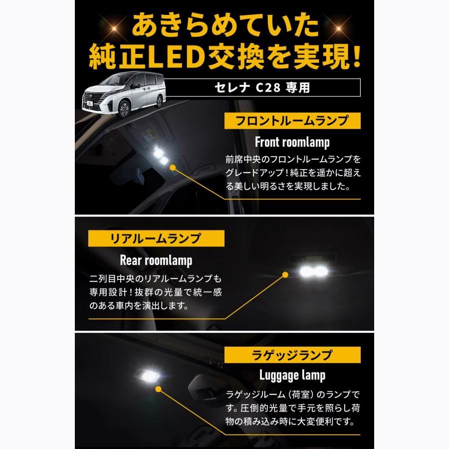 ルームランプ LED セレナ C28 LED基板付 ホワイト 室内灯 明るい 1年保証 ライト ランプ 日産 シェアスタイル カスタム BRIGHTFACE_UK