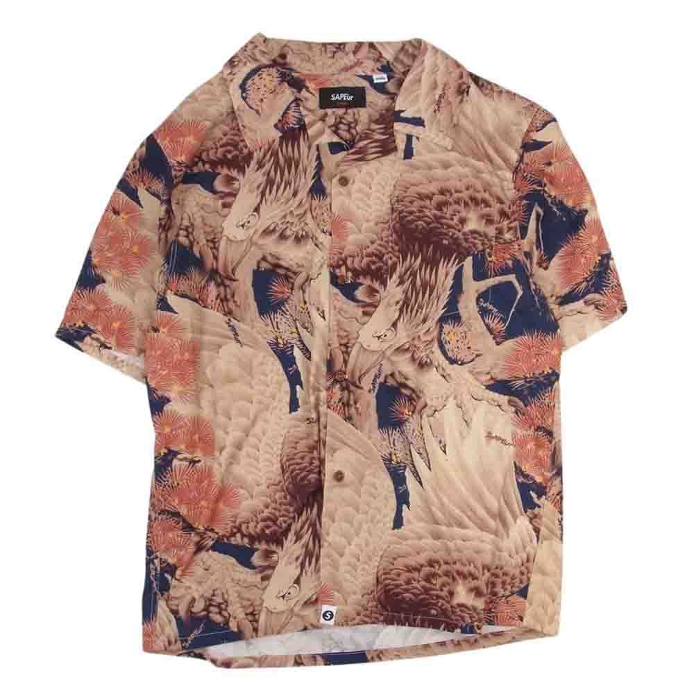 サプール SAPEur 大鷲 イーグル 半袖 アロハ シャツ ブラウン系 L