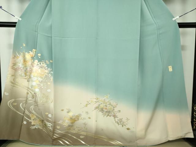 平和屋着物○金彩友禅 卓越技能者・名工・和田光正 訪問着 流水花文 暈
