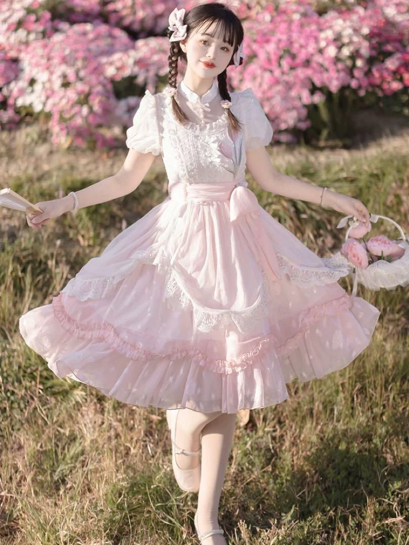 可愛いクマちゃん柄♪ロリータワンピ♡ひざ丈お出かけ普段着におすすめ 可愛いクマちゃん柄♪ロリータワンピ♡ひざ丈お出かけ普段着に