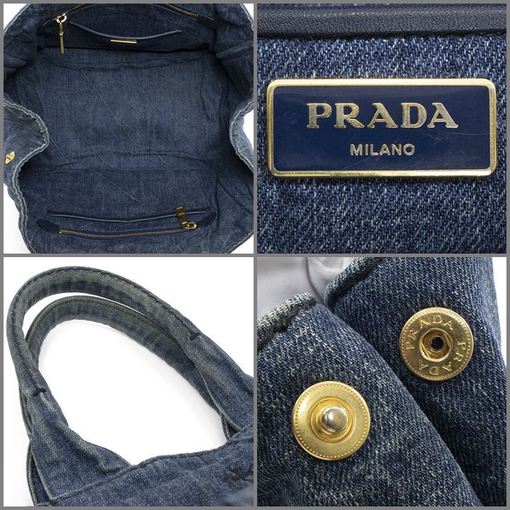 PRADA プラダ トートバッグ 正規品 カナパM レディース 人気 デニム地 ネイビーブルー ジーンズブルー カジュアル ハンドバッグ 鞄 バック  - メルカリ