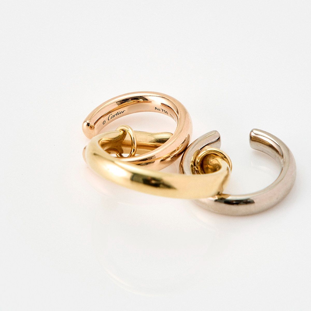 Cartier トリニティシングル イヤリング ゴールド 750PG 750YG 750WG