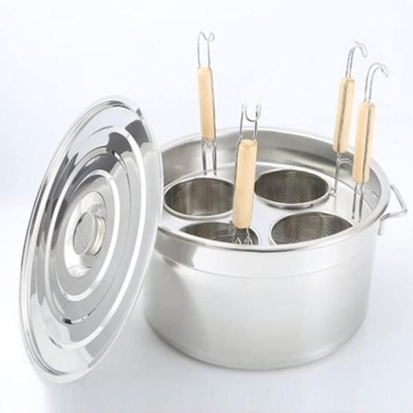 人気推薦◆業務用店舗用 そばゆで釜 茹麺鍋セット リング付 ザル付 4*13cm ステンレス IH対応 ふきこぼれない40cm*25cm