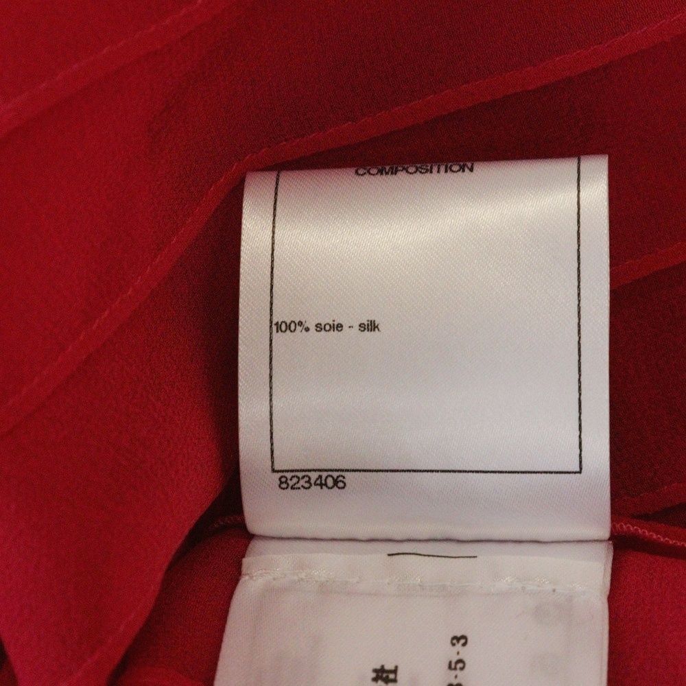 CHANEL シャネル カメリア シフォン シルク 長袖 シャツ ブラウス ピンク/レッド レディース P55115V02158 CHANEL (シャネル) カメリア シフォン シルク 長袖 シャツ