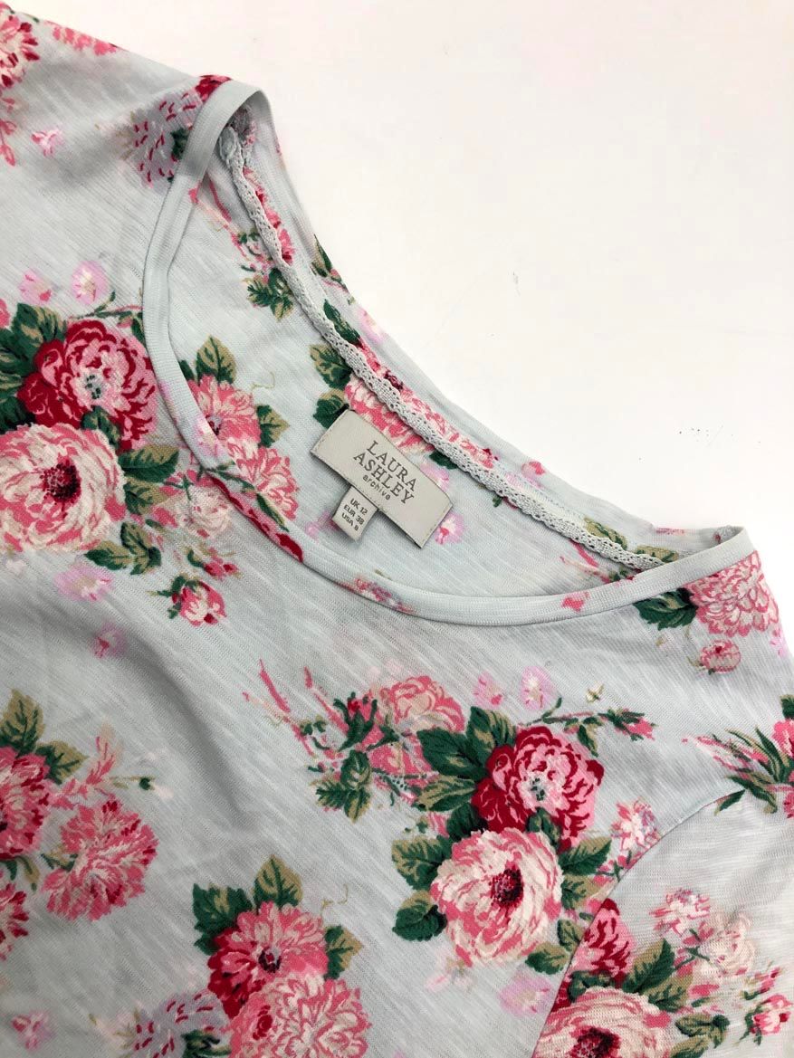 LAURA ASHLEY ローラ アシュレイ コットン フラワー柄 Tシャツ