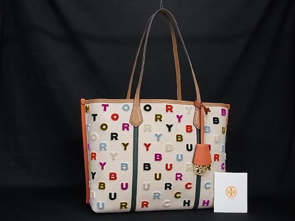 ■新品■未使用■ TORY BURCH トリーバーチ キャンバス×レザー ロゴ ショルダーバッグ トートバッグ 肩掛けかばん ベージュ系 AK7216