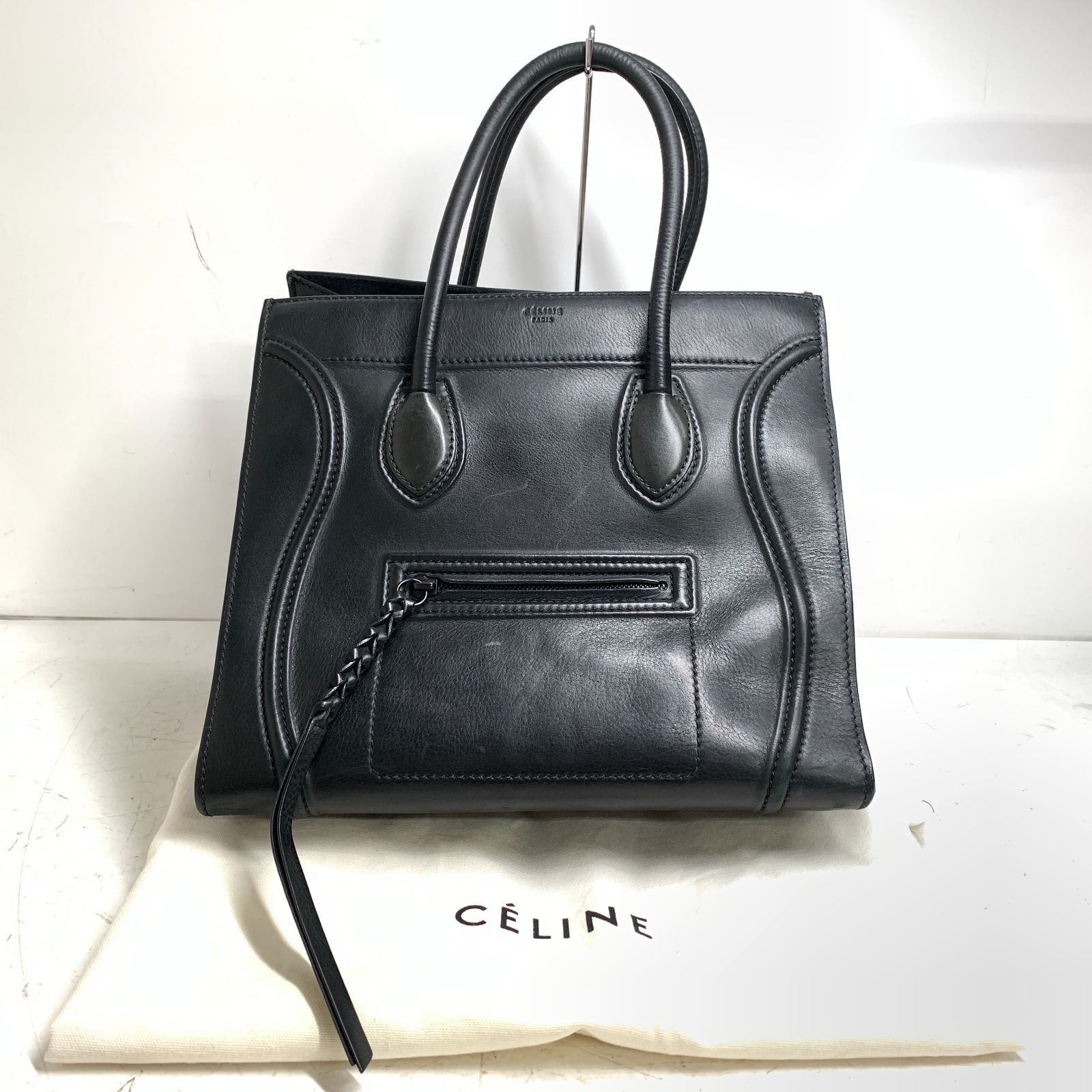 f001 L セリーヌ CELINE ハンドバッグ 169953LCA.38NO ラゲージ スモールスクエア ファントム レザー 黒 鑑定書付き -  メルカリ