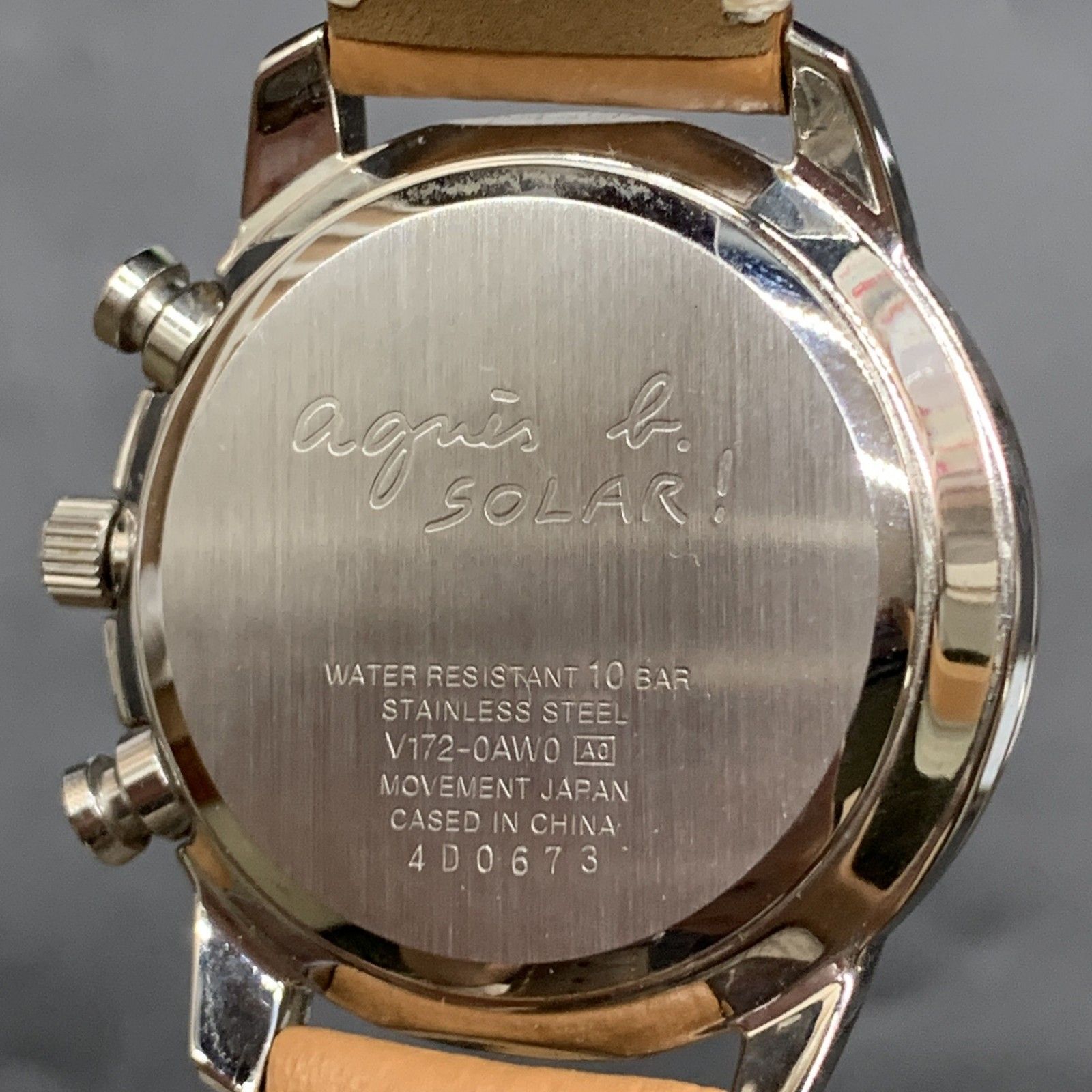 O357 可動agnes b. アニエスベー SOLAR ソーラー 腕時計 クロノグラフ