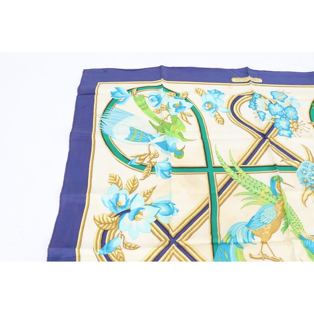 エルメス カレ 90 Caraibes カリブの鳥 シルク スカーフ シルク Cマーク 絹 ストール 大判 レディース RUE CV29-5