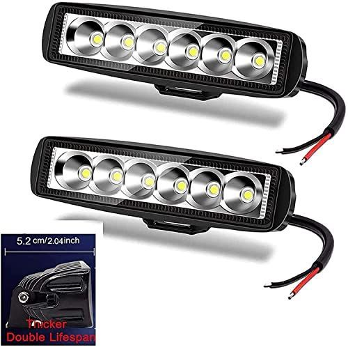 2 X-STYLE LEDワークライト 18W スポットライト狭角 6連 高輝度 LED 作業灯 防水・防塵・長寿命・防振・耐衝撃 汎用 車外灯 農業機械 現場作業 船舶 倉庫作業 照明 12V 24V兼用 ホワイト 2個入り