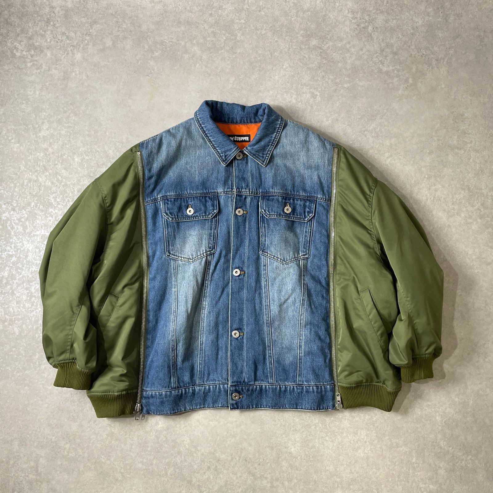 定価3.7万 CANDY STRIPPER COMBINED DENIM JACKET ドッキング デニム