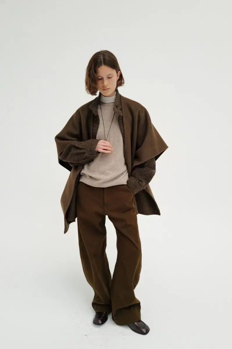 モノハ Cotton curve pants 茶色 1