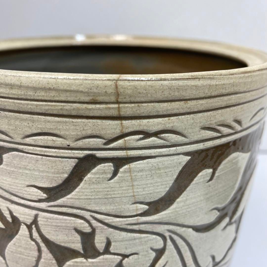 石隠 姜聖奎 磁州窯写 水指 共箱 高さ19㎝(蓋込) 東な6-0528④