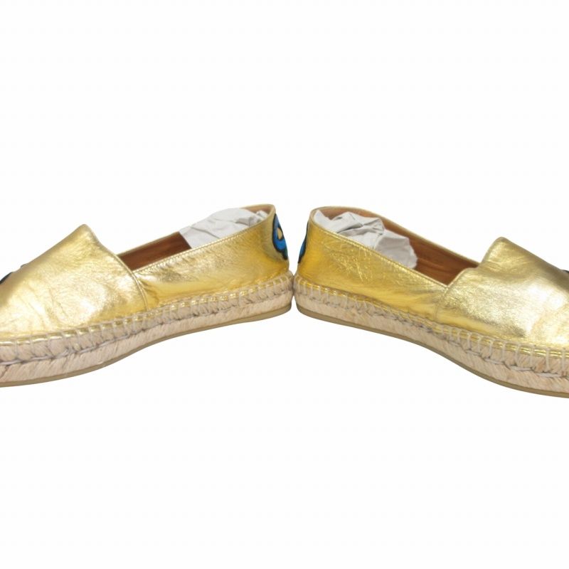 グッチ GUCCI フローラルプリント エスパドリーユ レザースリッポン 