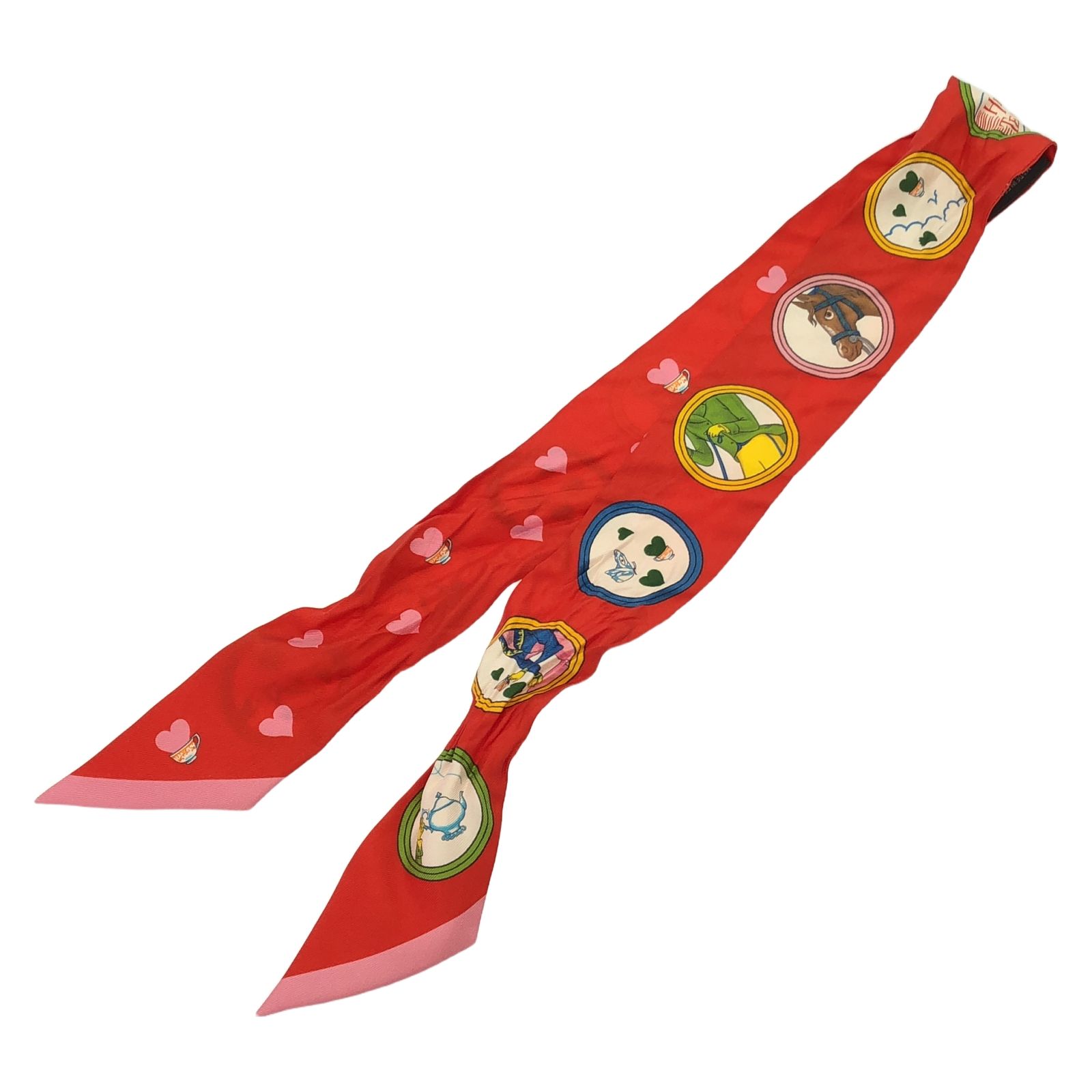 未使用品HERMESピンクシルクキャップ帽子ツイリーカレスカーフローズ