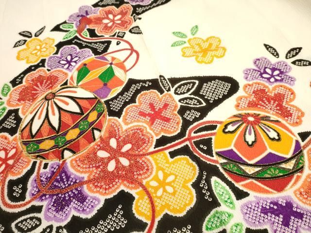 平和屋着物[]七五三 女の子 7歳 祝着 ショップ 四つ身 駒刺繍 鞠花文