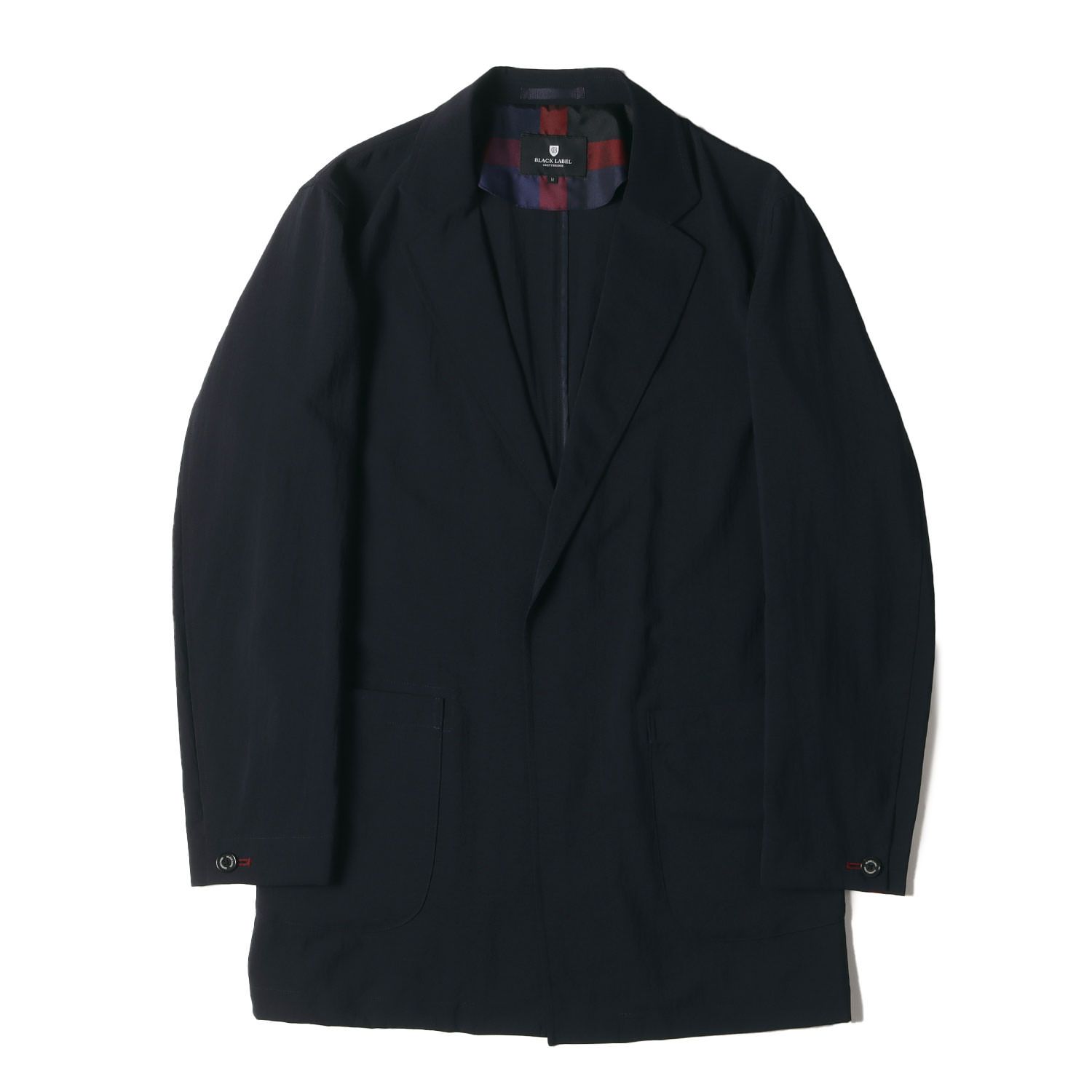 美品 BLACK LABEL CRESTBRIDGE ブラック レーベル クレストブリッジ コート サイズ:M ボタンレス ポリ ギャバ ハーフコート ネイビー アウター ジャケット ブルゾン【メンズ】