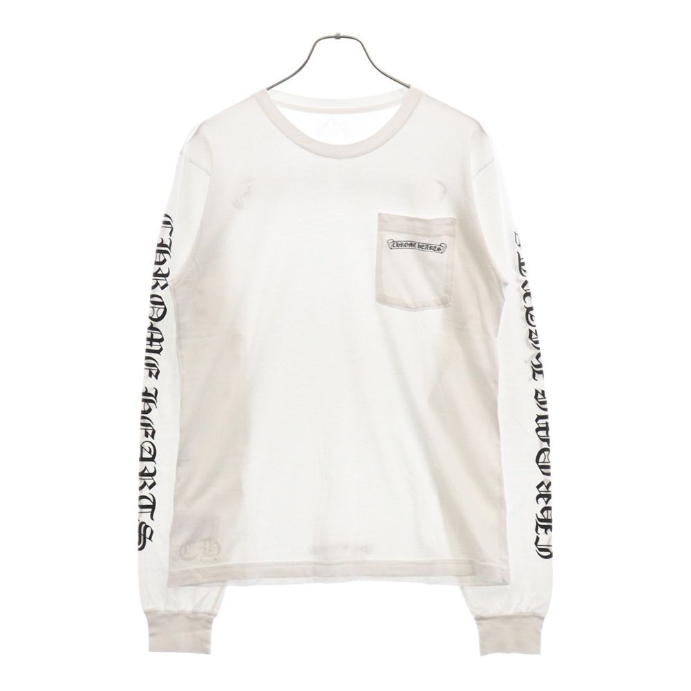 CHROME HEARTS (クロムハーツ) CH L S 1 スクロール ラベル バック プリント 長袖Tシャツ カットソー ホワイト