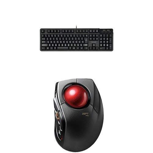 エレコム USBハブ付有線プレミアムメンブレンキーボード TK-FCM094HBK - エレコム トラックボール DEFT PRO 人差し指操作タイプ M-DPT1MRXBK セット
