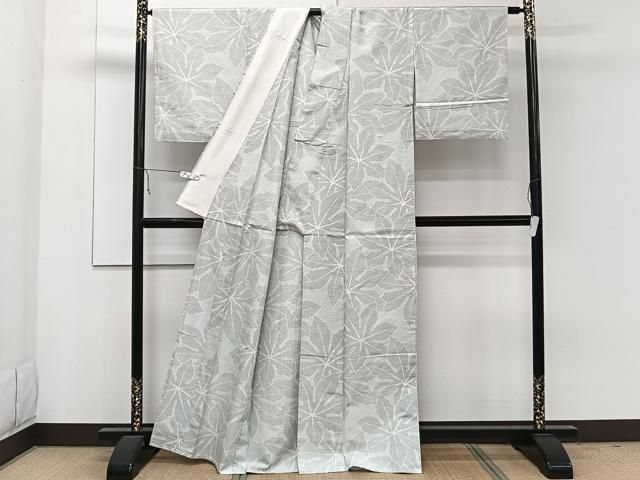 平和屋着物▽上質な紬 単衣 色無地 枯色 正絹 逸品 AAAW1355fy 平和