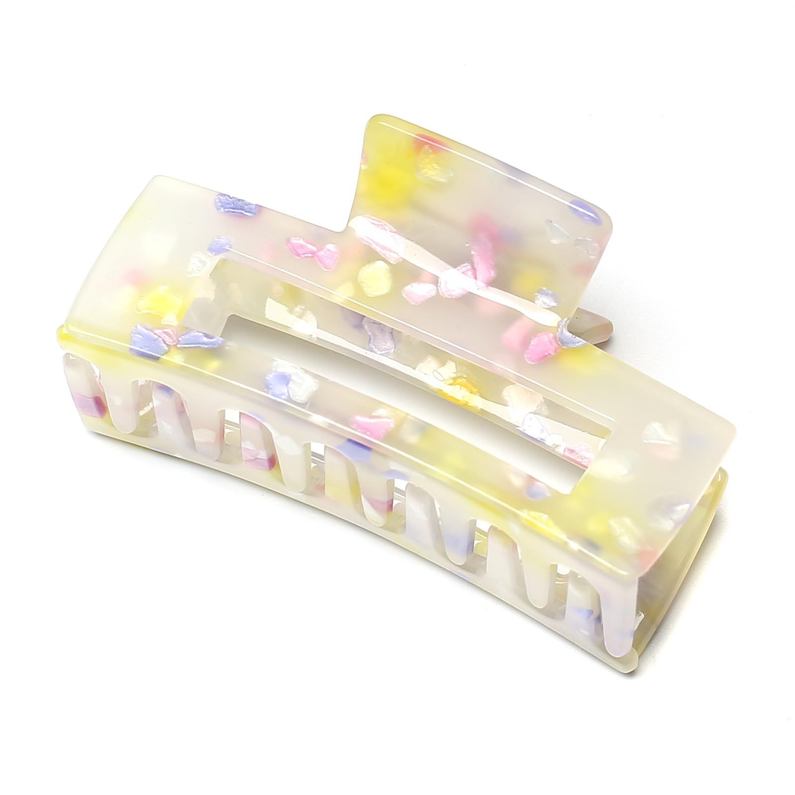 レディース 韓国 1本 7 4 cm おしゃれ ヘア 大人 強力 バンズクリップ 黄色い Yellow クリップ 髪留め ヘアクリップ イエロー 中くらい QinGoo