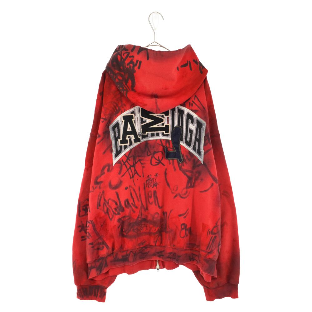 BALENCIAGA (バレンシアガ) SKATER GRAFFITI ZIP UP HOODIE RED 