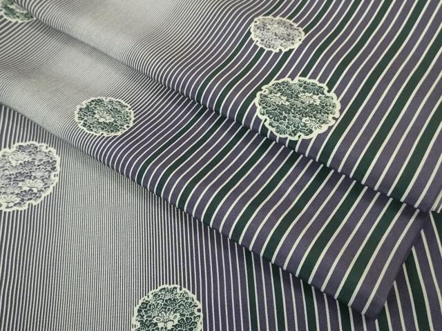 平和屋本店□極上 小紋 雪輪花文 縞 逸品 DZAA6445kh5 - メルカリ