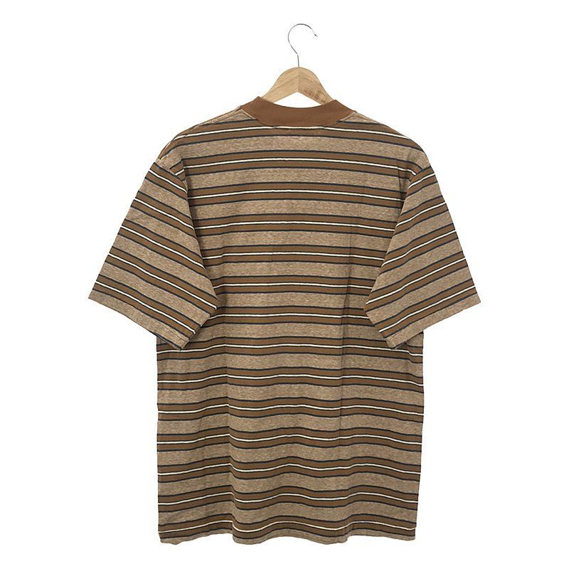 【美品】  67 nowos / ロクシチノーウォス | Striped t-shirt コットン半袖シャツ | F | ブラウン | レディース 67 nowos / ロクシチノーウォス | Striped t-shirt コットン半袖シャツ