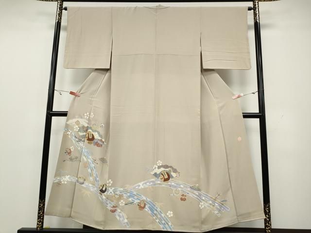 平和屋着物●豪華色留袖 作家物 駒刺繍 地紙宝尽くし花文 金彩 正絹 CAAY4876ut