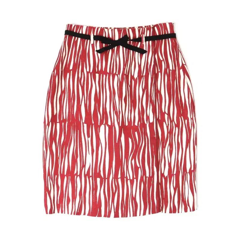 マックスマーラ レッド プリント リネンスカート