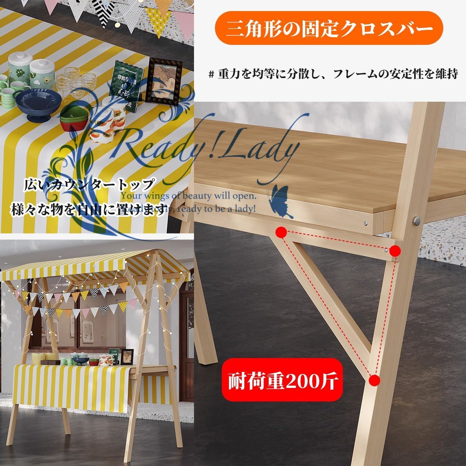屋台ブース 折りたたみ式 木製 仮設屋台セット 移動販売 出店