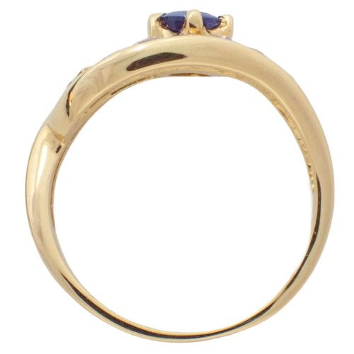 ノーブランドリング・指輪 サファイア ダイヤ リング K18 イエローゴールド YG ゴールド金 ブルー青 40803000498
