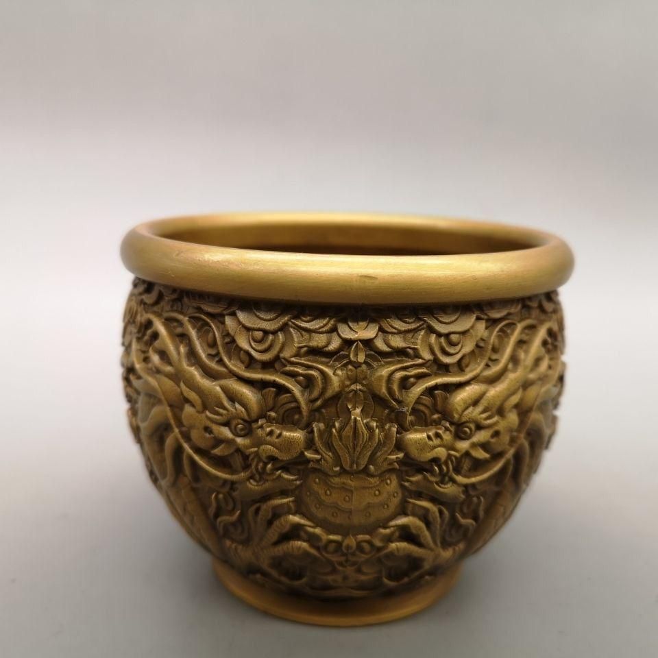 銅 細工 双竜壺 灰皿 開運 風水 招財 置物 装飾品 工芸品 - メルカリ