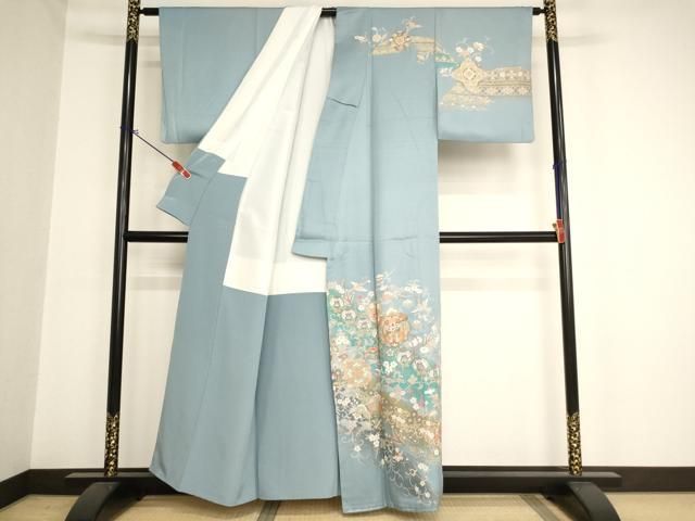 平和屋着物□訪問着 鏡裏向かい鳥花文 暈し染め 金彩 正絹 逸品