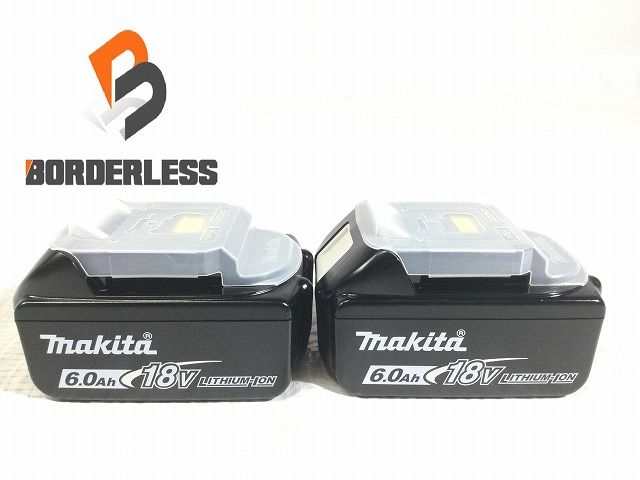 2個セット 箱無し makita マキタ 18V 6.0Ah 純正 リチウムイオンバッテリー BL1860B 残量表示付 リチウムイオン電池 107769