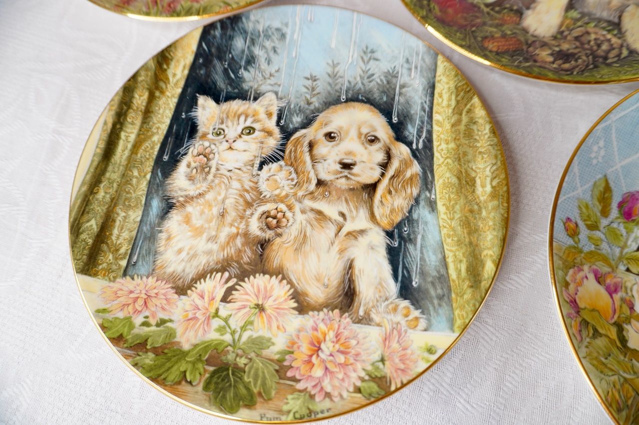 イギリス ヴィンテージ イヌとネコ 絵皿 10枚セット コレクション