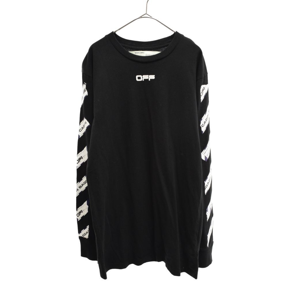 OFF-WHITE (オフホワイト) 20SS Airport Tape L/S Tee エアポートテープロングスリーブ 長袖Tシャツ カットソー  ブラック OMAB001S20185003 - メルカリ