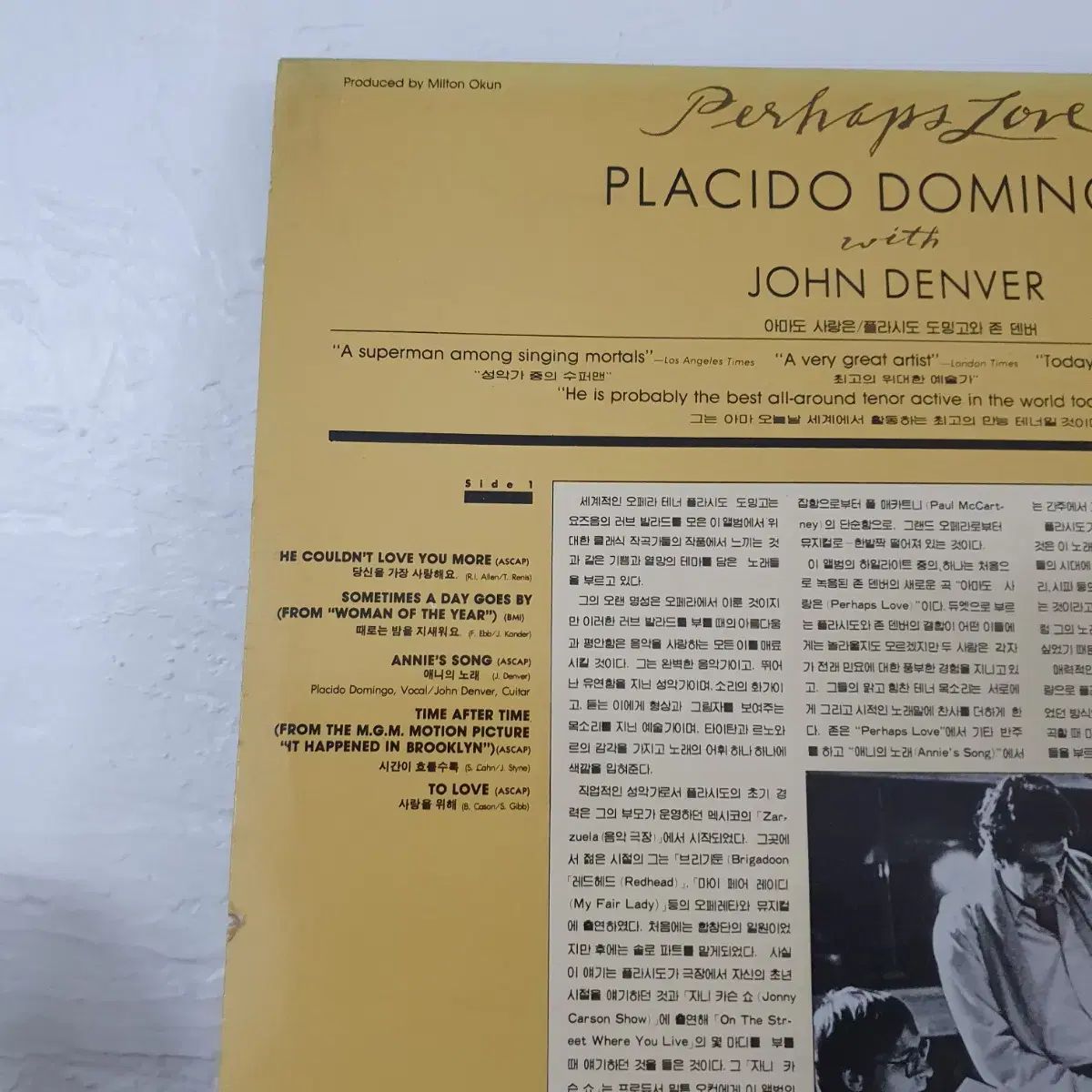 プラシド・ドミンゴ ＆ ジョンデンバー LP 1981 PERHAPS LOVE プラシド・ドミンゴ/ジョン・デンバー - おそらく愛 - ビニール, image size:1200x1200