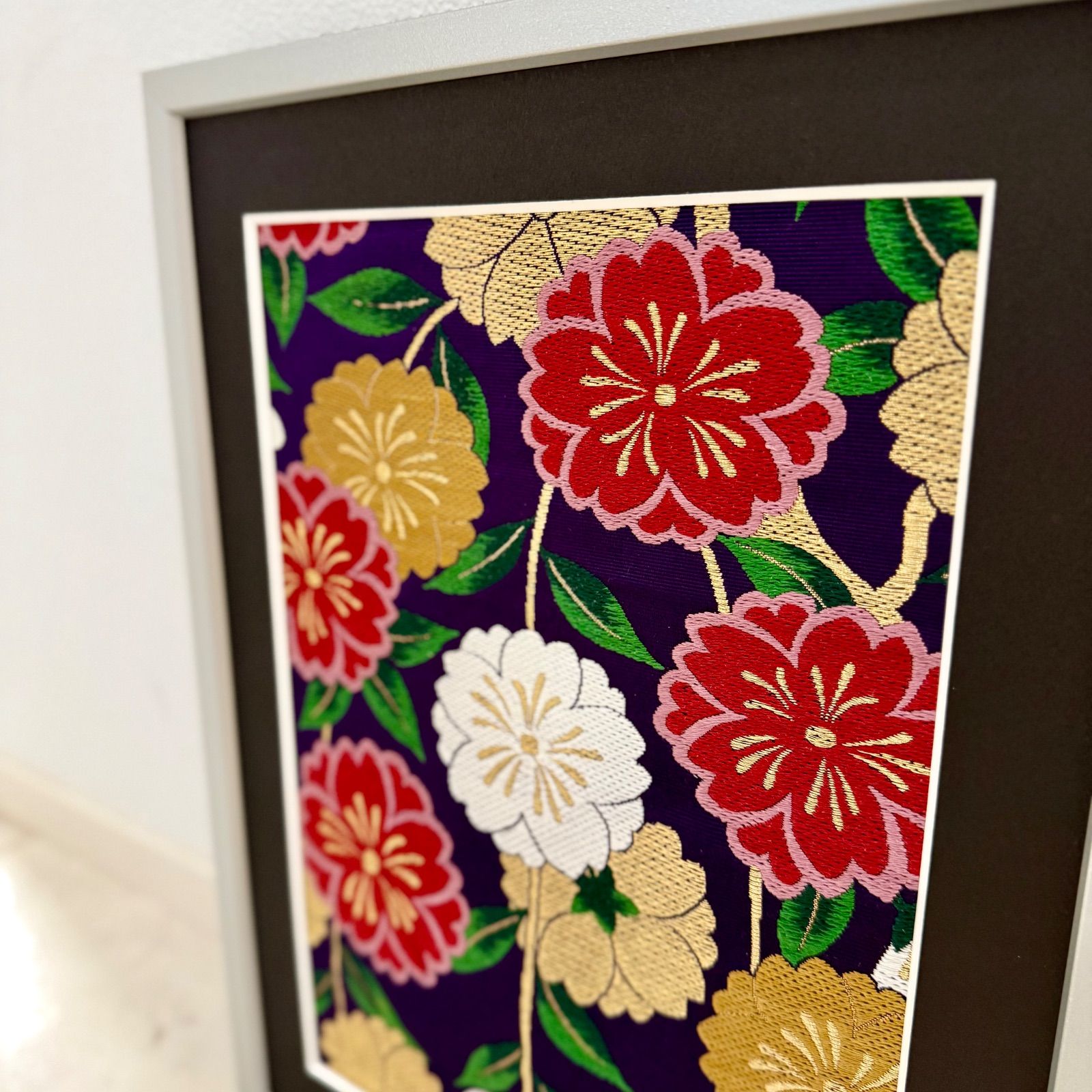 京都帯屋さん フレーム入りシルク織物アート 唐織優美桜