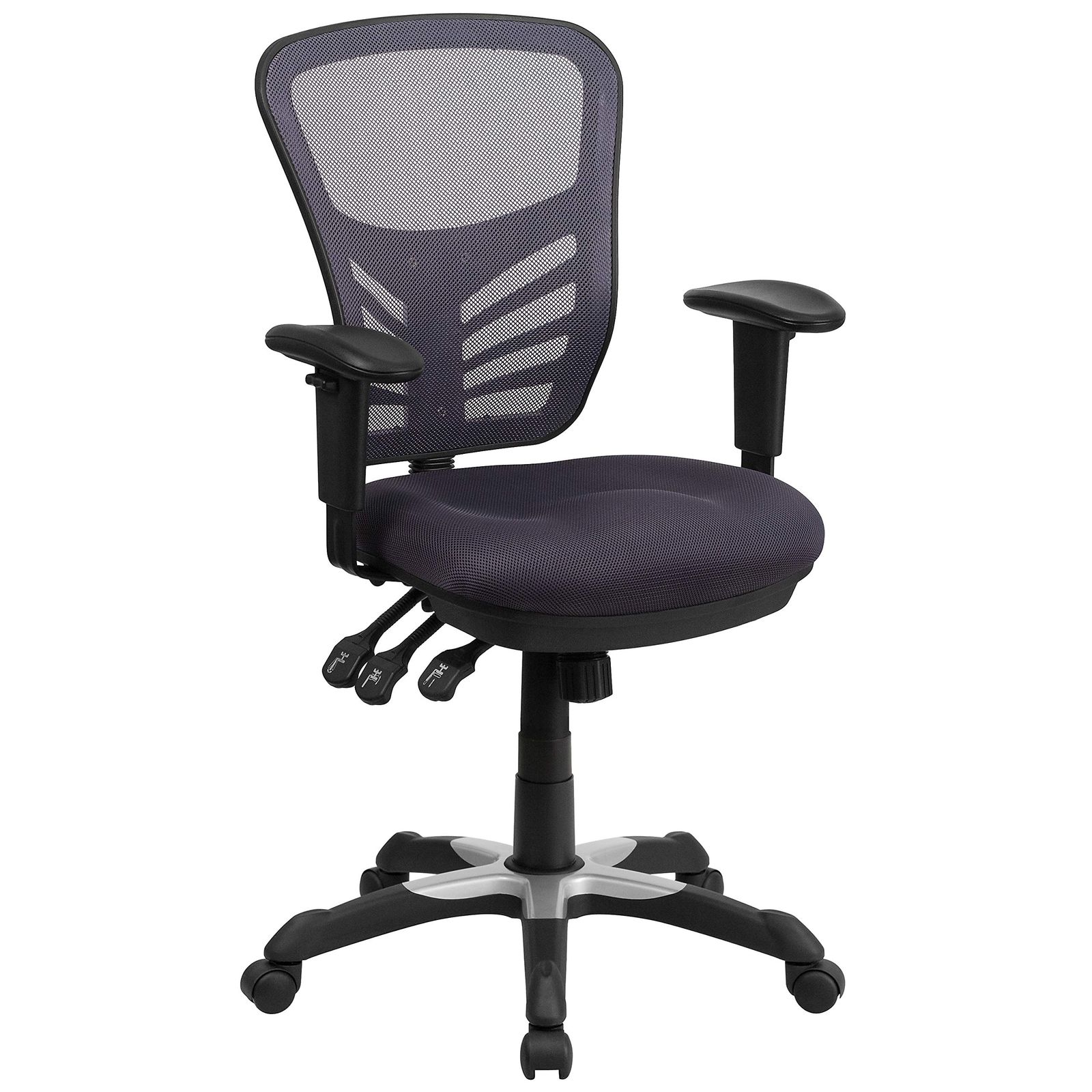 フラッシュファニチャー Flash Furniture メッシュチェア ダークグレー ミッドバック 多機能 回転式 調整 アーム付き 68.6D×64.8W×94.0~112.4H cm 座高48.3~61.0cm 日本正規輸入品 HL-0001-DK