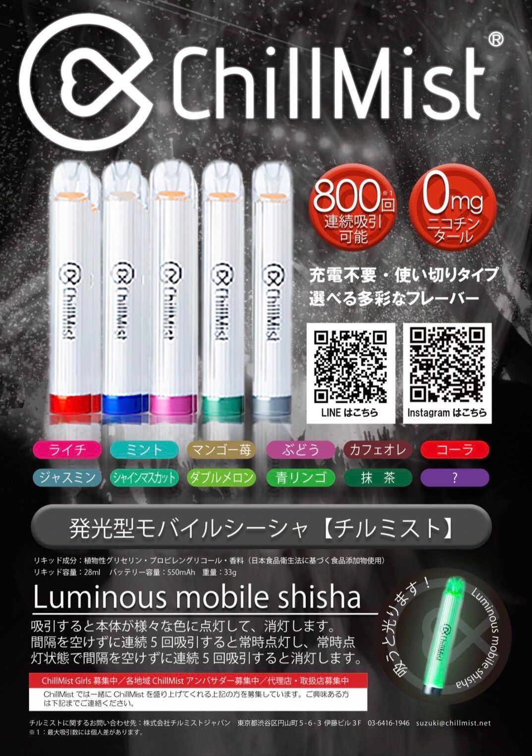 ChillMist)チルミスト シャインマスカット モバイルシーシャ 